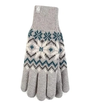 Image of HEAT HOLDERS 1 Pair Ladies Thermal Winter Warm Aven Gloves (Light Grey, S/M)