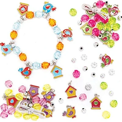 Image of Baker Ross AX847 Bird Bracelet Kits Pack of 3, Bead Jewellery Arts and Crafts, Perfect for Party Bags Gifts, Ideal Kids Accessory