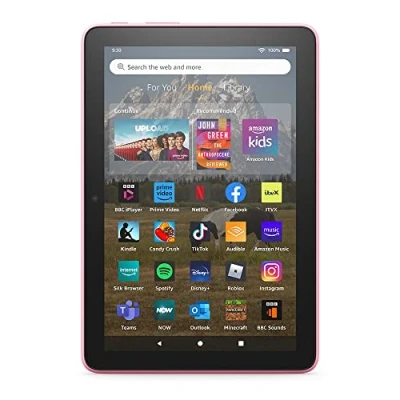Image of Certified Refurbished Amazon Fire HD 8 tablet inch display, 32 GB, 30% faster processor, designed for portable entertainment, 2022 release, with ads, Rose
