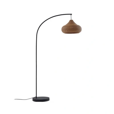 Image of Lucande outdoor floor lamp Taniola, beige, rattan, height 195cm