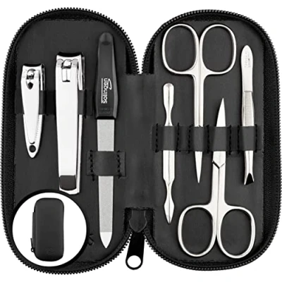 Image of marQus Solingen Germany Manicure Sets for Women &amp; Men 7 Pcs Set Quality Grooming Kit Nail Clippers Toenail Clippers, tweezers Fabulous Gift all Occasions