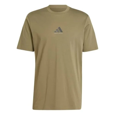 Image of adidas Sportswear Codes Photoreal Graphic TEE Print Tshirt, Men&#039;s, Size: XS, Olive strata