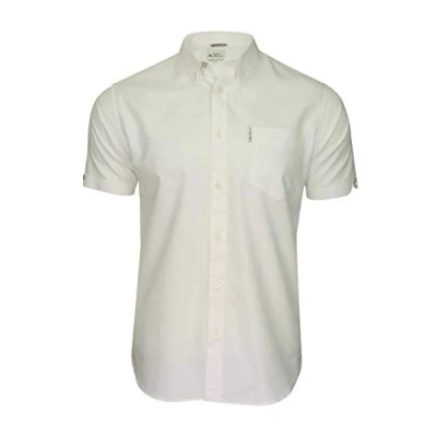 Image of Ben Sherman Mens Short Sleeve Button Down Collar Oxford Shirt 59140 White