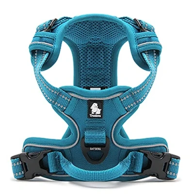 Image of WINHYEPET True Love Dog Harness, No Pull Reflective Pet Harness with 2 Leash Clips Adjustable Soft Padded Vest Easy Control Handle for Small Medium Large TLH5651(Blue,XS)