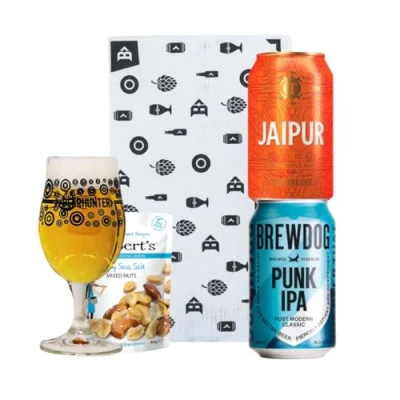 Image of IPA Craft Beer 2 Can Gift Set with Beerhunter Glass (330ml Cans)