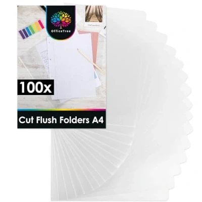 Image of OfficeTree 100x Clear Plastic Wallets A4 Cut Flush Folders File Covers Sleeves Side Opening Made in Germany