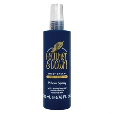 Image of Feather &amp; Down Sweet Dreams Limited Edition Pillow Spray (200ml) with Calming Lavender Chamomile Essential Oils. Encourages Calm, Tranquillity a Restful Night&#039;s Sleep. Cruelty Free.