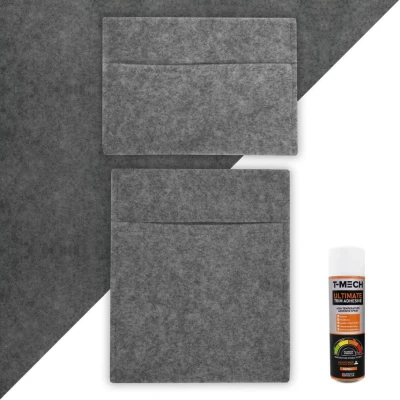 Image of MonsterShop Smoke Grey Van Carpet Lining Storage Pouches and Adhesive Glue