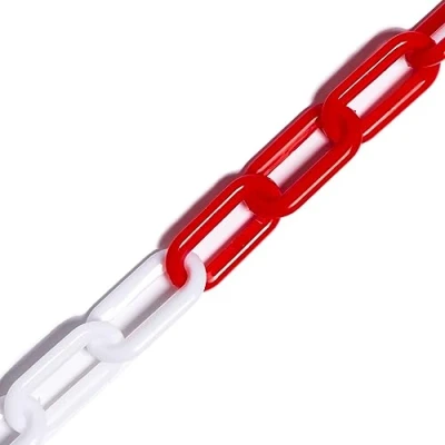 Image of 5m/25m Plastic Chain Barrier 6mm/8mm Thickness 8X Vibrant Colours (8mm, 25m, White &amp; Red)