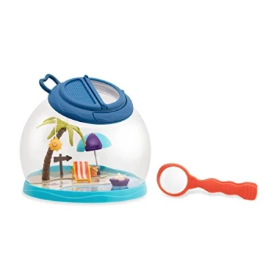 Image of B. toys Tiki Retreat Bug Catcher Kit 1 Cage with Tweezers and Magnifying Glass for kids 4 years +
