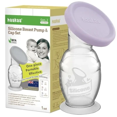Image of haakaa Silicone Breast Pump &amp; Cap (Lavender) 5oz/150ml, Gen.2