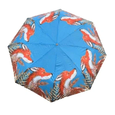 Image of Alex Clark Fox Umbrella Compact Foldable Travel Rain animal design British Wildlife gifts