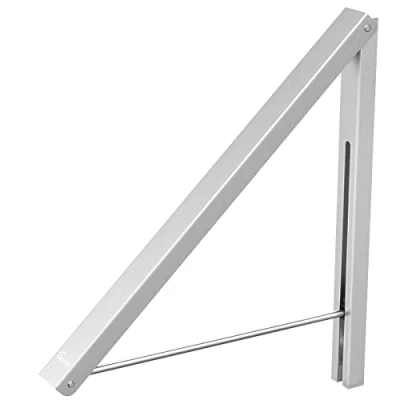 Image of Anjuer Folding Clothes Drying Rack Airer Non corroding Aluminum Wall Mounted Coat Hanger Space Saving Home Bedroom Storage Suit Hangers Silver