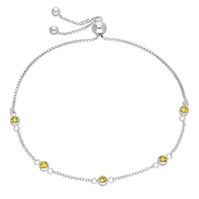 Image of jewellerybox Sterling Silver Multi Citrine CZ Adjustable Bracelet