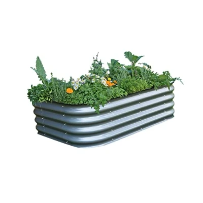 Image of Garden Gear Original Veggie Bed Raised Vegetable Flower Steel Planter Trough Grow Box Set up Six Shapes Outdoor Herb (Steel x1)