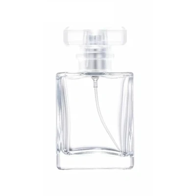 Image of Zénitude Glassworks 50ml Empty Glass Perfume Spray Bottle Atomiser Rectangular (Silver)