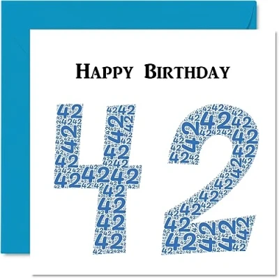 Image of Fun 42nd Birthday Cards for Men Shapecloud Happy Card Dad Mum Brother Sister Grandad Nanny Grandma Uncle Auntie, 145mm x Greeting Cards,