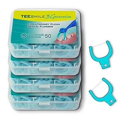 Image of TEEsmile Evolutionary Clean Dental Flossers, Kit of Handle(s) Plus Refillable Heads (No Handle Included, +200 Extra Strength Refills)