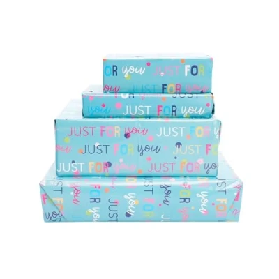 Image of Just For You Themed Gift Wrap Pack Contains 2 Sheets &amp; Tags Wrapping Paper