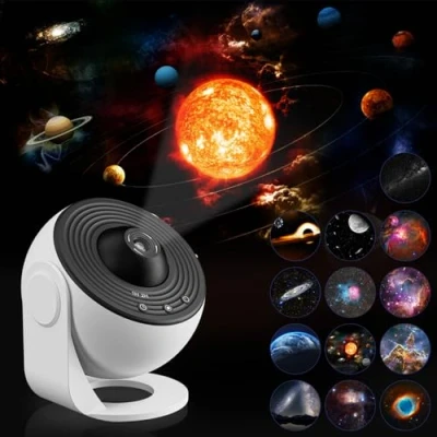 Image of Galaxy Projector Star Planetarium with 13 HD Film Discs, Space Moon, Solar System, Nebula, Night Sky Lamp Auto Off Timer, Adjustable 360 Projection