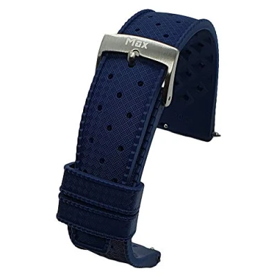 Image of Max Tropical Vintage Style FKM Rubber Divers Replacement Watch Strap Fluororubber (22mm, White QR)