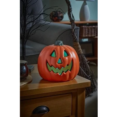 Image of Smart Garden Halloween Battery Operated Glowing Jack O&#039; Lantern Pumpkin 20cm Orange Decoration Themed Décor Prop Scary Perfect for Parties Home Living Room Kitchen