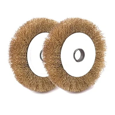 Image of ATOPLEE Wire Brush Wheel for Angle Grinder, 2PCS 150mm Brass Coated Removal of Rust/Corrosion/Paint (Diameter:150mm)