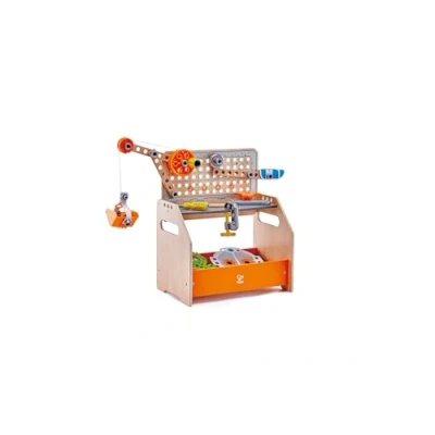 Image of Hape E3028 Junior Inventor Discovery Scientific Workbench, Portable Wooden Workbench 10 Experiments