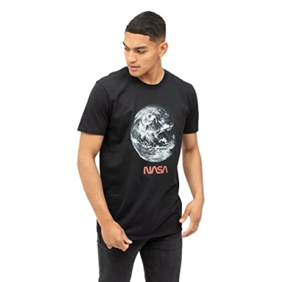 Image of Nasa Men&#039;s Earth T Shirt, Black, L UK