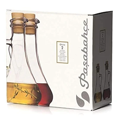 Image of Pasabahce 80108 Oil &amp; Vinegar Bottle 2 Piece Set with Plastic Olivia Tuscan Can, of
