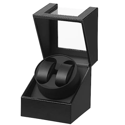 Image of DRAIGERWAY Automatische Uhrenbeweger Box Pu Leder Uhrengehäuse mit leisem Motor Netzteil für Automatikuhren…, Schwarz dgw