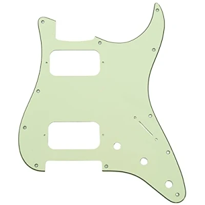 Image of Musiclily Pro 11 Holes Round Corner HH Strat Pickguard 2 Humbuckers for American/Mexican Fender Standard Stratocaster Electric Guitar, 3Ply Mint Green
