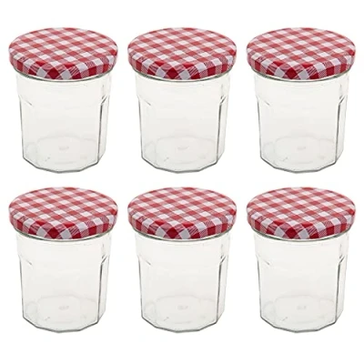 Image of Set of 6 200ml Glass Storage Preserve Jam Jar with Screw Top