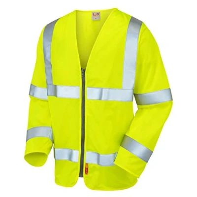 Image of Leo Workwear S15 Merton Flame Retardant Executive Sleeved Hi Vis Vest#4XL Yellow
