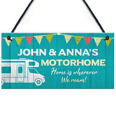 Image of RED OCEAN Personalised Motorhome Sign Bunting Accessories Retirement Gift Home Decor Friendship