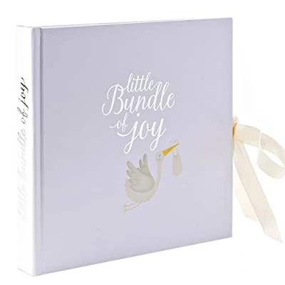 Image of Baby Photo Album 4&#039;x6&#039; Stork Design White Bundle of Joy