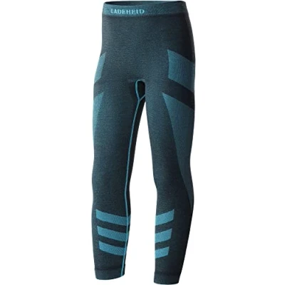Image of Ladeheid Unisex Girl&#039;s Boy&#039;s Functional Underwear Long Johns Thermoaktiv LAGI008 (Black/Turquoise, 146 152)