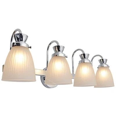 Image of Modern 4 Light Bathroom Wall Chrome IP44 Frosted Glass Lamp Shades H3085 with G9 LED 5w Warm White
