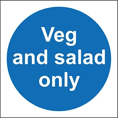 Image of Veg and salad only kitchen catering safety sign Self adhesive sticker 200mm x