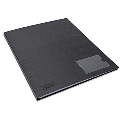 Image of Rapesco 1648 Germ Savvy Antibacterial, Hardcover Polypropylene Presentation Folder 12 Pockets A4, Black