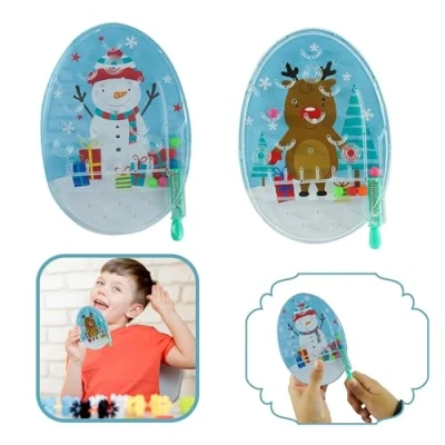 Image of 2Pcs Xmas Pinball Machines, Reindeer and Snowman Machines for Birthday Summer Gifts Christmas, Stress Relief, Skill Development, Size 15cm