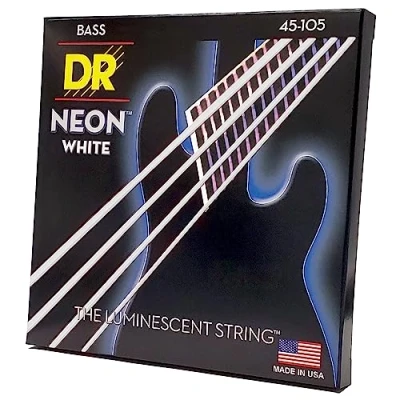 Image of DR NWB 45 Strings HI DEF NEON™ WHITE coloured Bass Strings: Medium 105