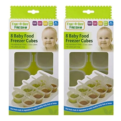 Image of 16 Baby Food Freezer Cubes Weaning Pots Fruit Veg Puree Storage Containers 70ml BPA Free Microwave Safe
