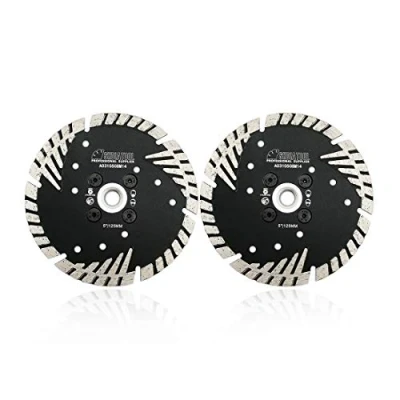 Image of SHDIATOOL Diamond Cutting Blade with Turbo Slant Protection Teeth 2Pcs 125mm for Concrete Tile Granite Marble Masonry Brick