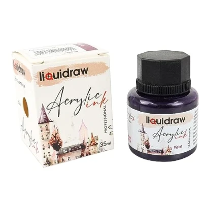 Image of Liquidraw Acrylic Inks for Artists 20 Colours Black White Available Waterproof Ink 35ml Professional Painting, Drawing, Paints, Art, Brushes, Paper, Board, Canvas, Fabric &amp; Wood (Violet)