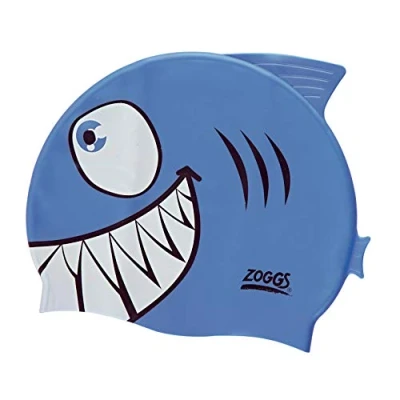 Image of Zoggs Boys&#039; Silicone Character Swimming Cap, Shark, up to 14 years UK