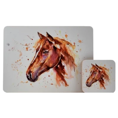 Image of Sets of 4 Placemats with Matching Coasters (Horse Placemat and Coaster Set)