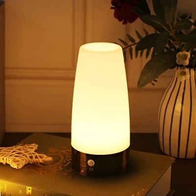 Image of WRalwaysLX Retro LED Night Light for Home,Small Lamp with Wireless PIR Motion Sensor Indoor/Outdoor,Battery Operated Bedroom,Hallway,Kitchen… (ROUND white light)