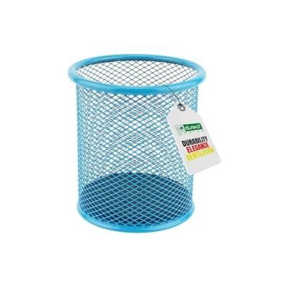 Image of LEVIATAN Metal Pen Holder Round Wire Mesh Multifunctional Cup for Ballpoint Diameter 91 mm Light Blue