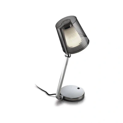 Image of 1 Light Adjustable Table Lamp Chrome with Smoked Shade, E14